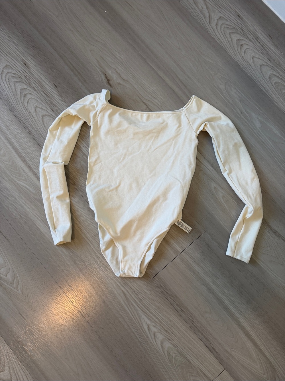 SKIMS Cream Long-Sleeve Kids One-Piece Bodysuit
